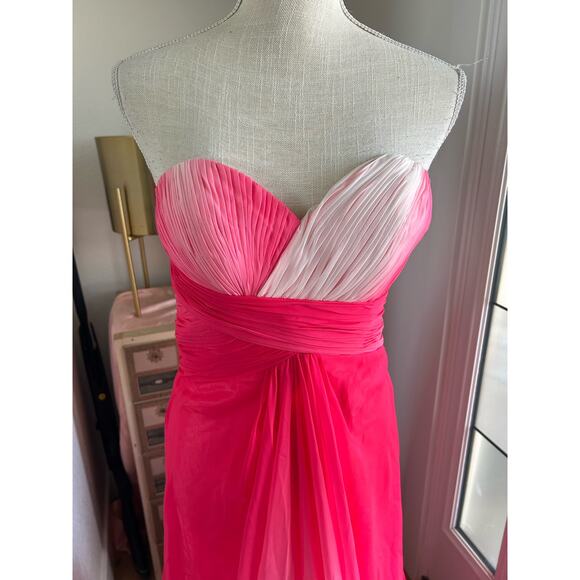 Cache Pink and White Ombre Grecian Sweetheart Neckline Gown - 2 - Picture 2 of 8